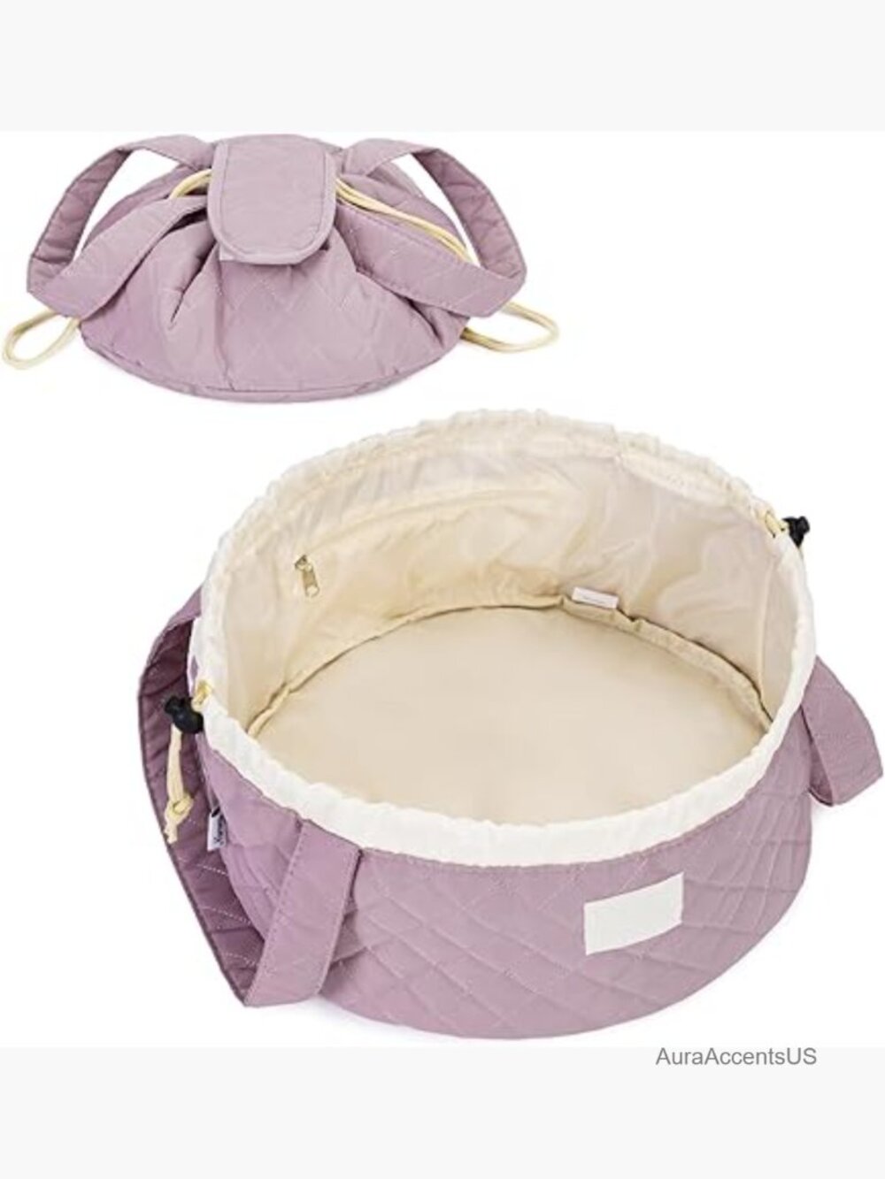 Large Barrel Drawstring Makeup Bag Toiletry Organizer Travel Cosmetic Case